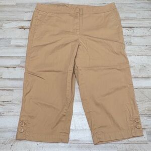 Talbots Pedal Pusher Size 12 Women’s Brown Khaki Capris Preppy Stretch